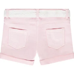 Short jeans met Engelse borduursel en riem voor meisjes