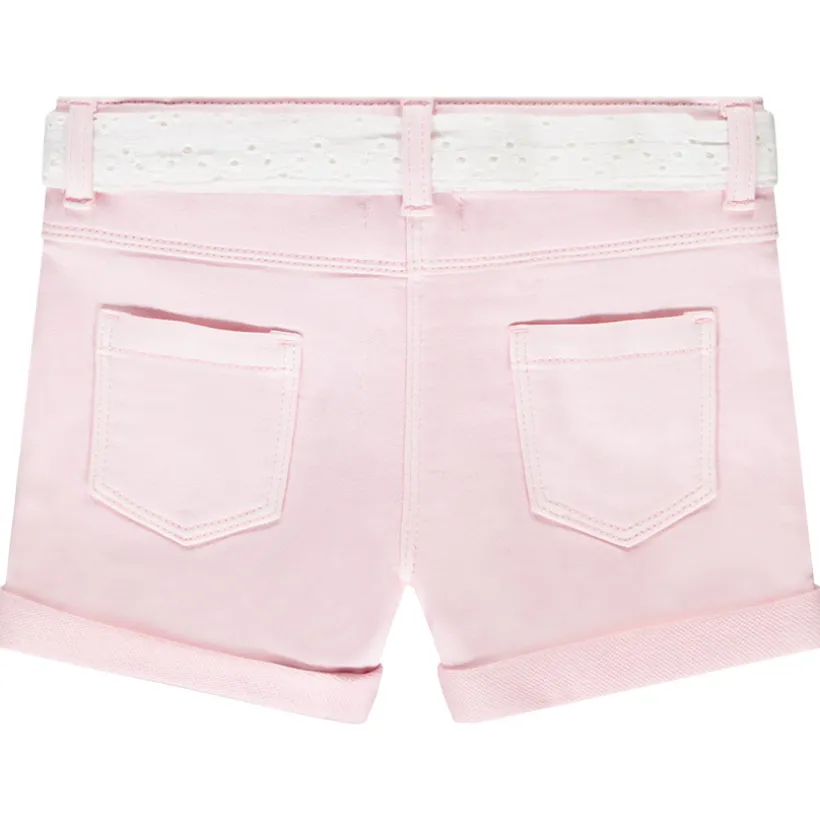 Short jeans met Engelse borduursel en riem voor meisjes