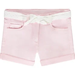 Short jeans met Engelse borduursel en riem voor meisjes