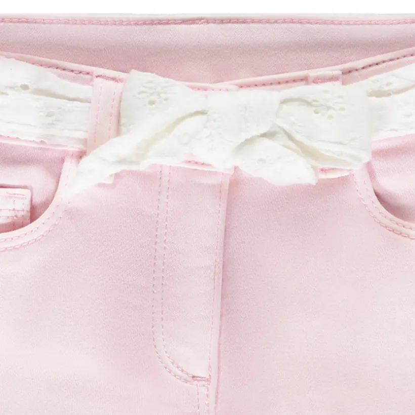 Short jeans met Engelse borduursel en riem voor meisjes