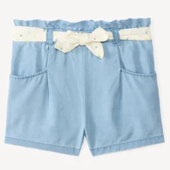 Short met strikceintuur met hartjesprint voor babymeisjes