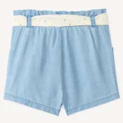 Short met strikceintuur met hartjesprint voor babymeisjes