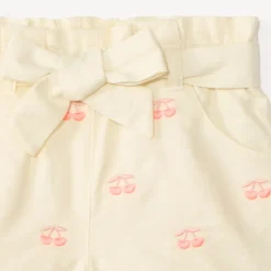 Short om te knopen met kersenborduursel voor babymeisjes