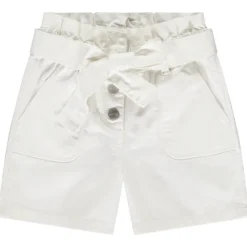 Short paperbag in twill met tailleceintuur om te knopen meisjes