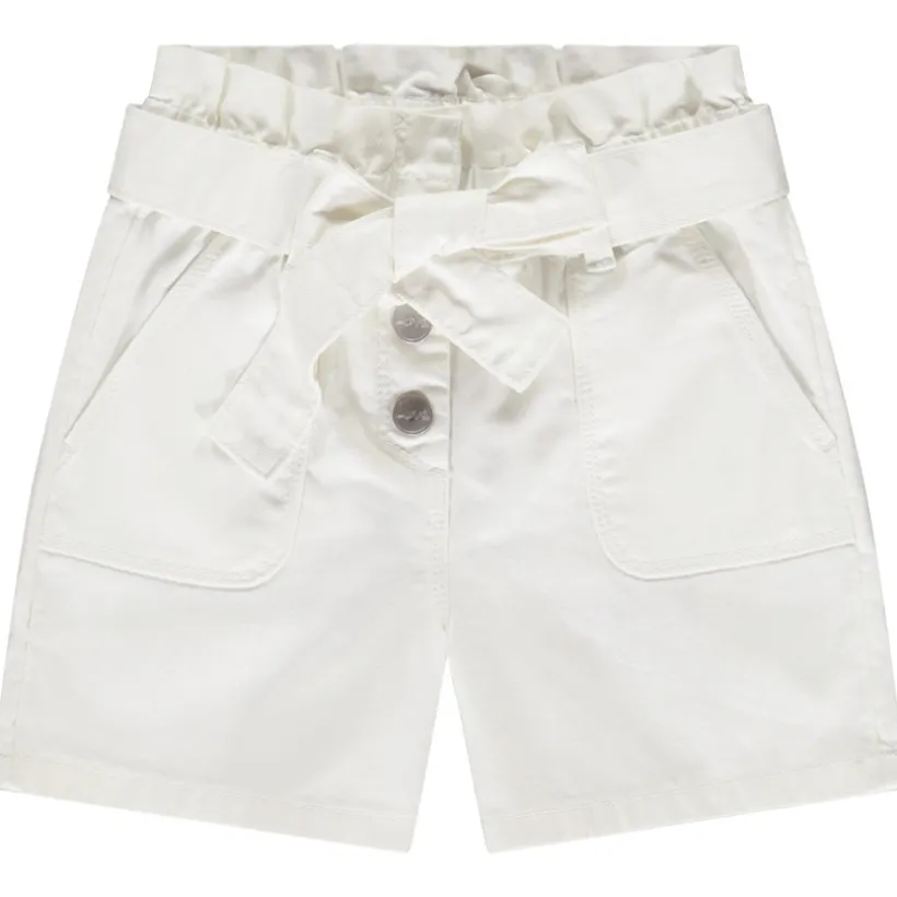Short paperbag in twill met tailleceintuur om te knopen meisjes