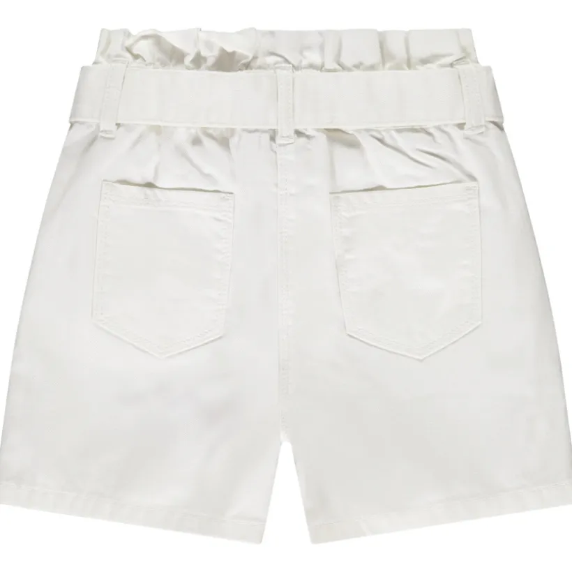 Short paperbag in twill met tailleceintuur om te knopen meisjes