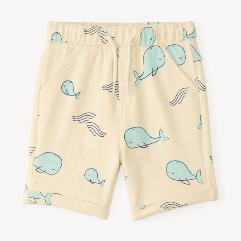 Short van bedrukt mesh met walvis voor babyjongen