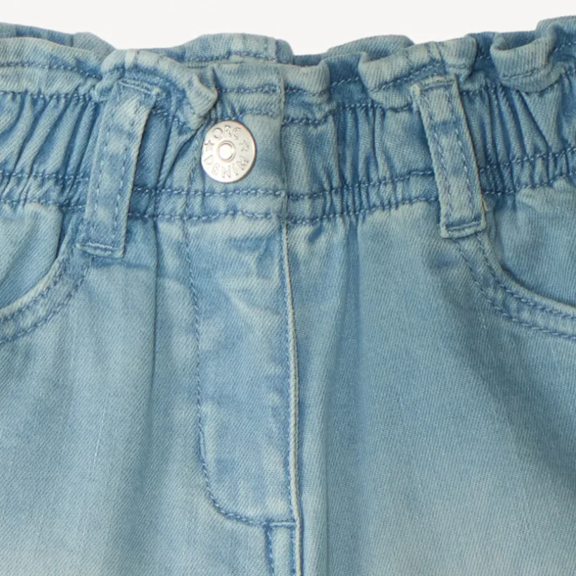Short van denim met elastische taille en geborduurde strikjes meisjes
