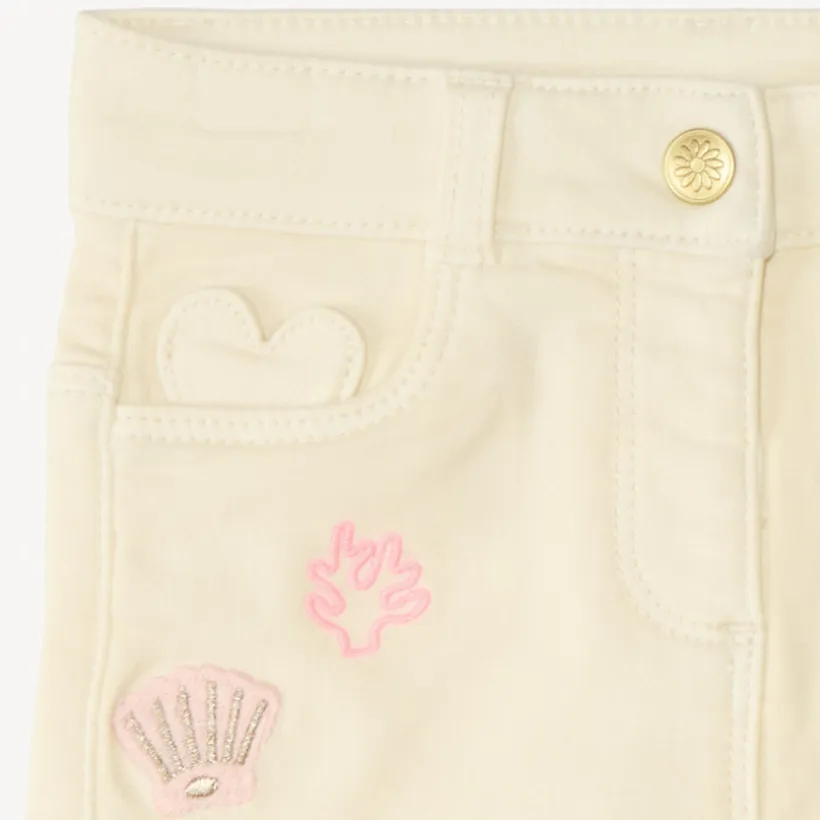 Short van denim met fantasie borduursel voor babymeisjes