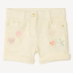 Short van denim met fantasie borduursel voor babymeisjes