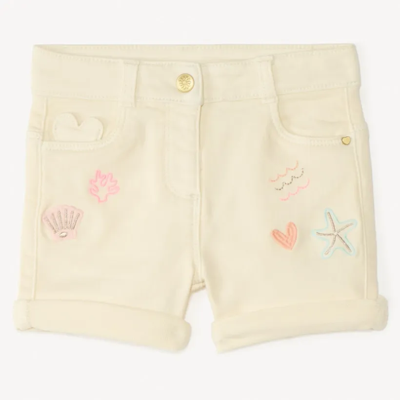 Short van denim met fantasie borduursel voor babymeisjes