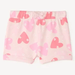 Short van geborsteld katoen met fantasiedruk voor meisjesbaby's