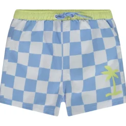 Short van stof met ruitpatroon en palmprint voor babyjongen