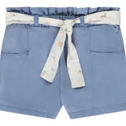 Short van stof met strikceintuur meisjes