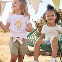 Short van stof met strikceintuur voor baby meisjes