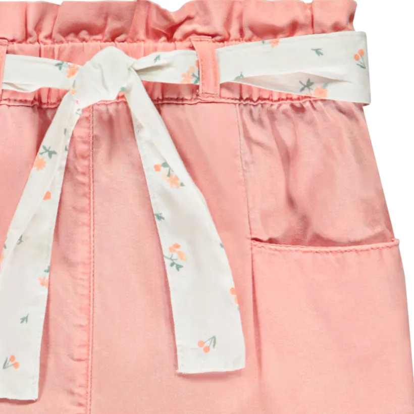 Short van stof met strikceintuur meisjes