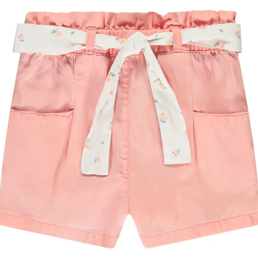 Short van stof met strikceintuur meisjes
