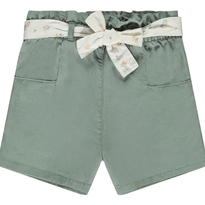 Short van stof met strikceintuur meisjes