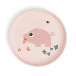 Siliconen bordje foodie Tiny Farm roze