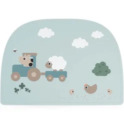 Siliconen placemat Tiny Farm Blauw