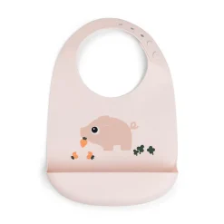 siliconen slabbetje Pigee roze met opvangzak van Done By Deer