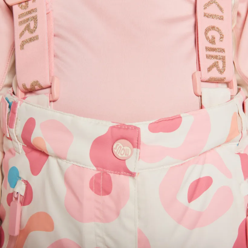 Skibroek met afneembare bretellen meisjes met print