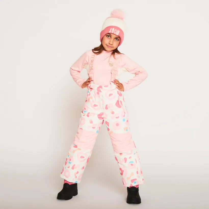 Skibroek met afneembare bretellen meisjes met print