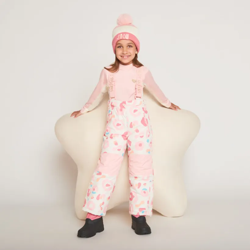 Skibroek met afneembare bretellen meisjes met print