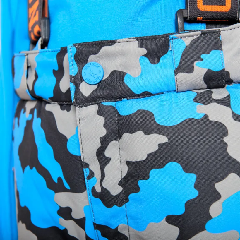 Skibroek met camouflageprint en afneembare bretellen jongens