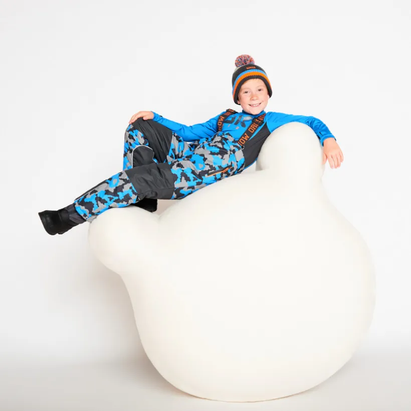 Skibroek met camouflageprint en afneembare bretellen jongens