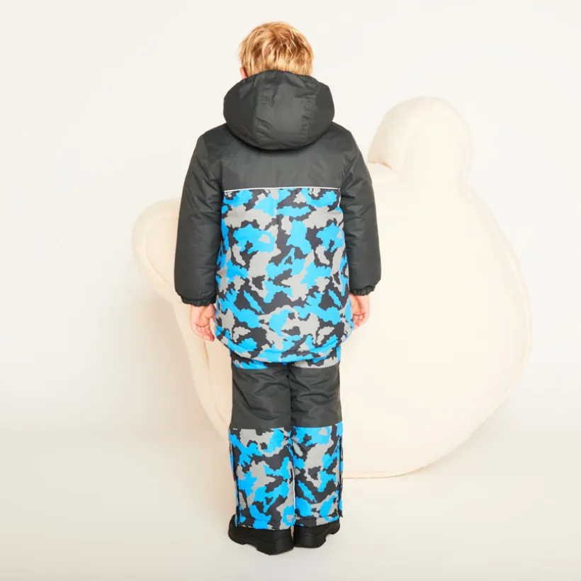 Skibroek met camouflageprint en afneembare bretellen jongens