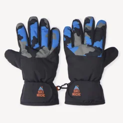Skihandschoenen van stof met voering en camouflageprint jongens