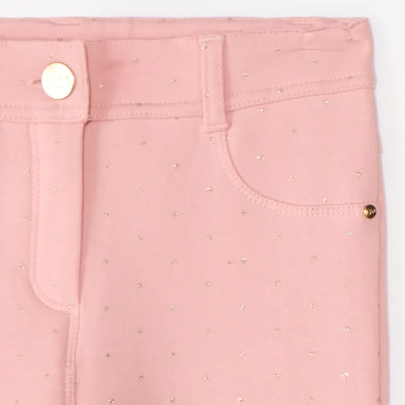Skinny joggingbroek met glitterstippenprint meisjes