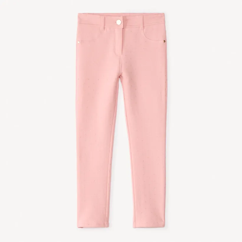 Skinny joggingbroek met glitterstippenprint meisjes
