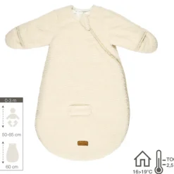 Slaapzak afneembare mouwen met wantjes - Teddy - Ecru - 60cm