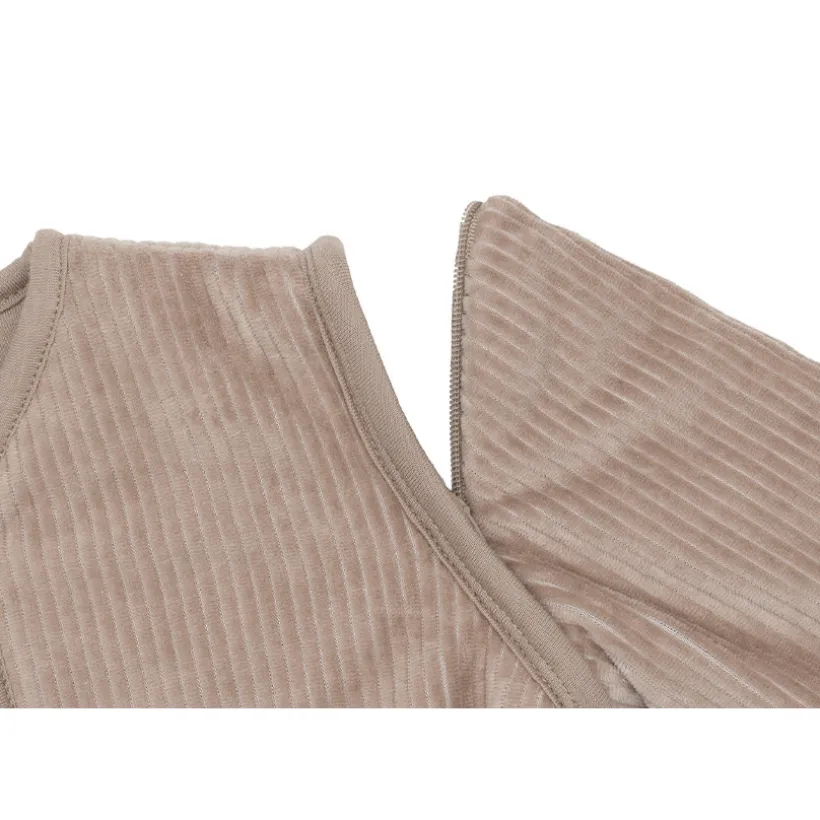 Slaapzak afritsbare mouwen 70cm rond Rib Milky Coffee