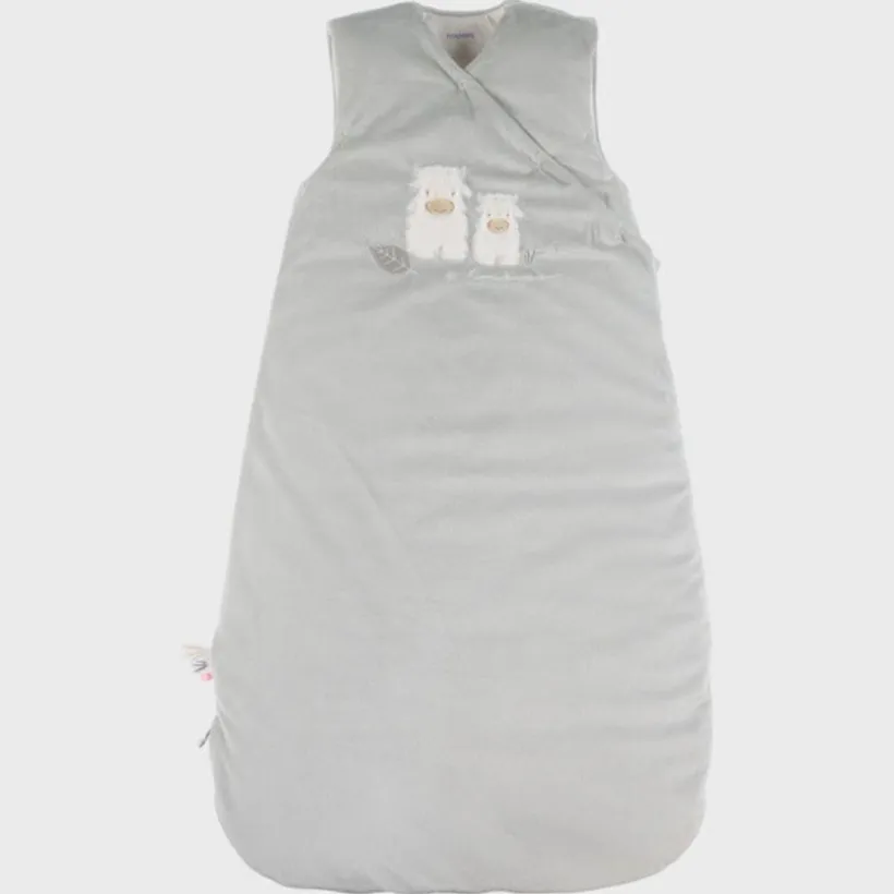 Slaapzak fluweel zonder mouwen 100cm Flufy Salie Ecru