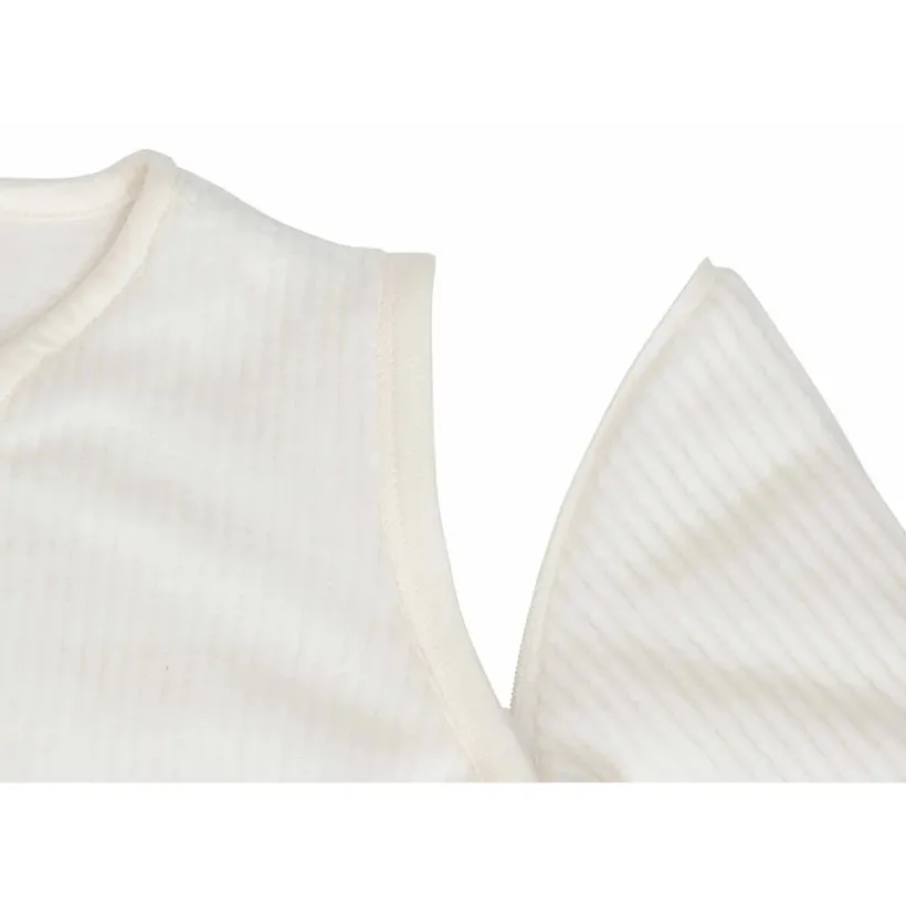 Slaapzak met afritsbare mouwen 70cm 4 seizoenen Rib Ivory