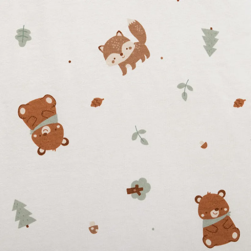 Slaapzak mouwloos TOG 3 in jersey met dierenprint uit collectie Roi des Forêts écru