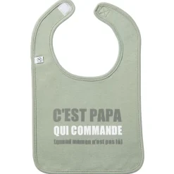 Slabbetje C'est papa qui commande, gevoerd en omkeerbaar, met velcrosluiting, Oeko-Tex gecertificeerd