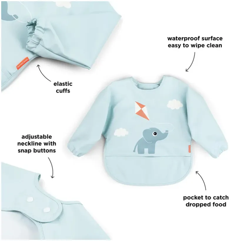 Slabbetje met mouwen en zakje Playground blauw