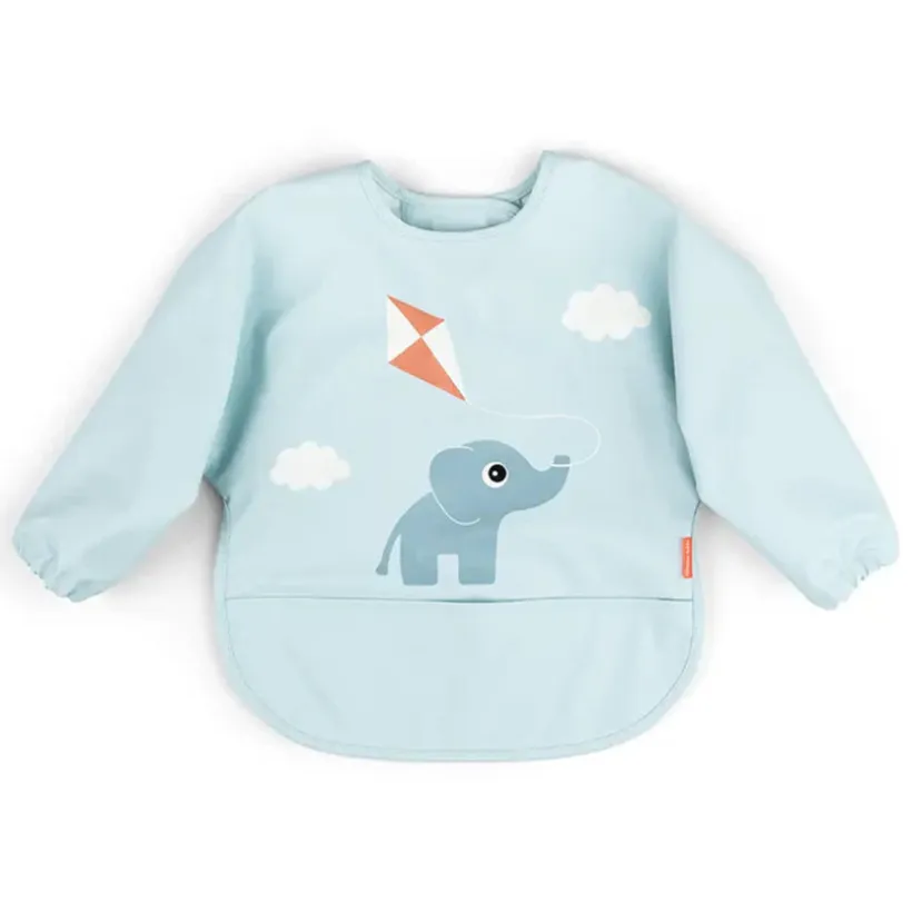 Slabbetje met mouwen en zakje Playground blauw