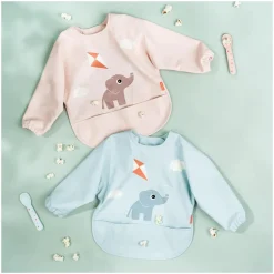 Slabbetje met mouwen en zakje Playground blauw