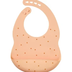 Slabbetje met opvangbakje - Silicone - Perzik/sterren