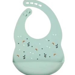 Slabbetje met opvangbakje - Silicone - Groen met print