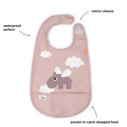 Slabbetje met velcro Happy Clouds Roze
