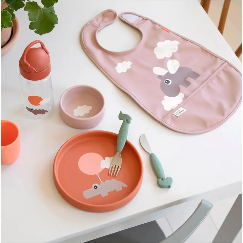 Slabbetje met velcro Happy Clouds Roze