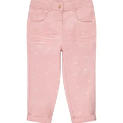 Slim fit broek met print en jersey voering meisjes
