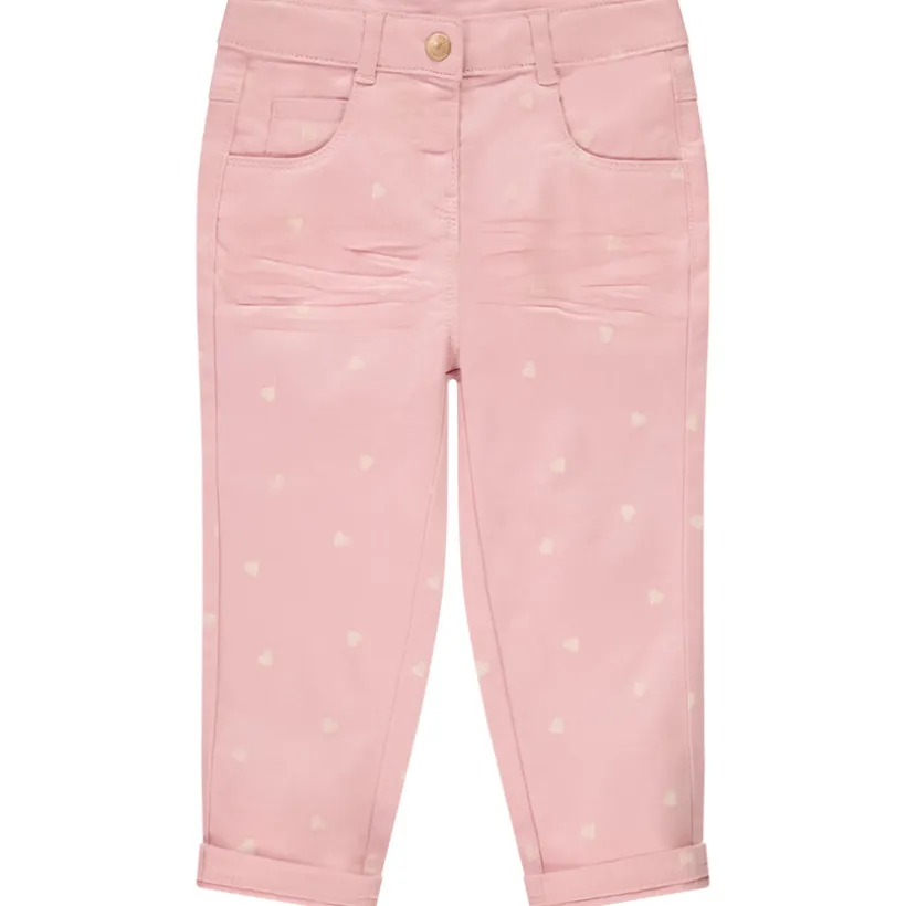 Slim fit broek met print en jersey voering meisjes