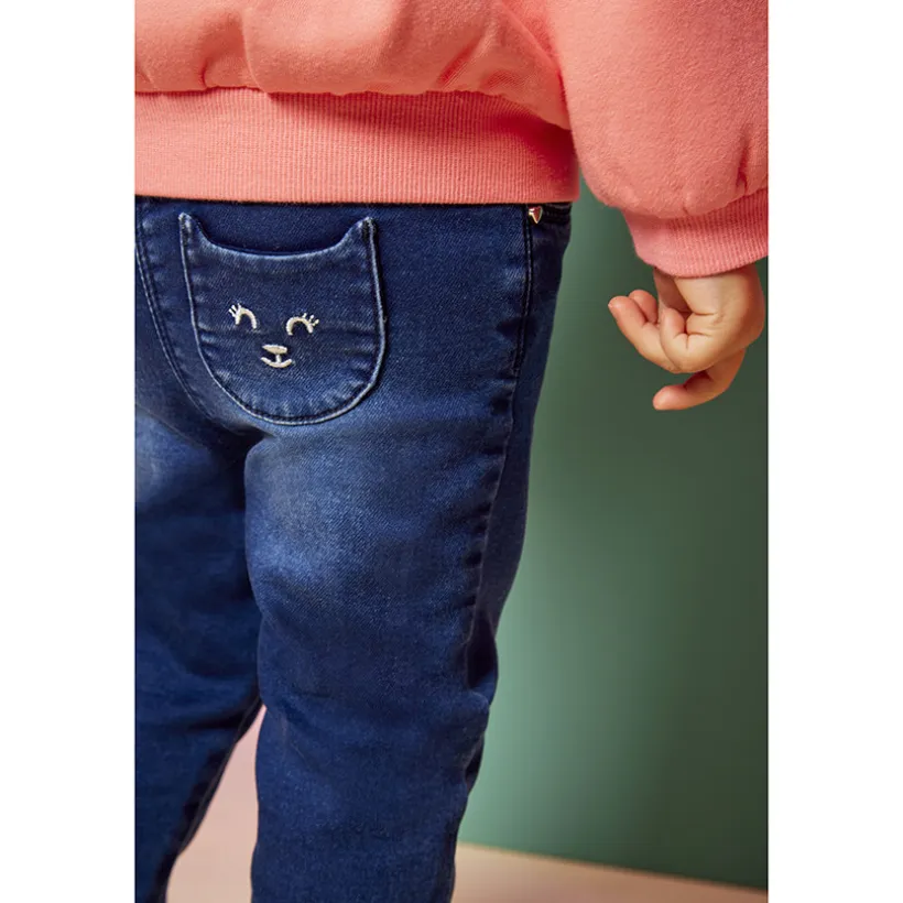 Slim fit jeans met katvormige zakken voor babymeisje